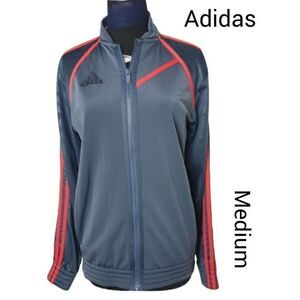 Adidas Men's Jacket Medium Full Zip Long Sleeve Mock Neck Warm Up Grey M NWOT